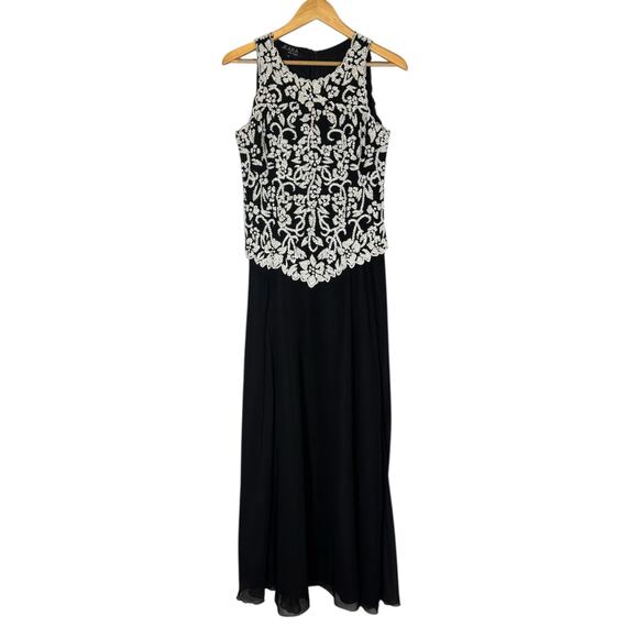JKara J Kara Beaded Full Length Evening Dress Women 6 Formal Cocktail Black - Picture 1 of 7